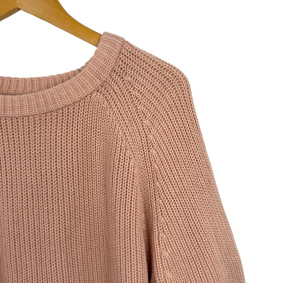 Jenni Kayne Fisherman Knit Sweater In Blush Cotton Oversized Ribbed Crewneck XXL - Picture 6 of 16